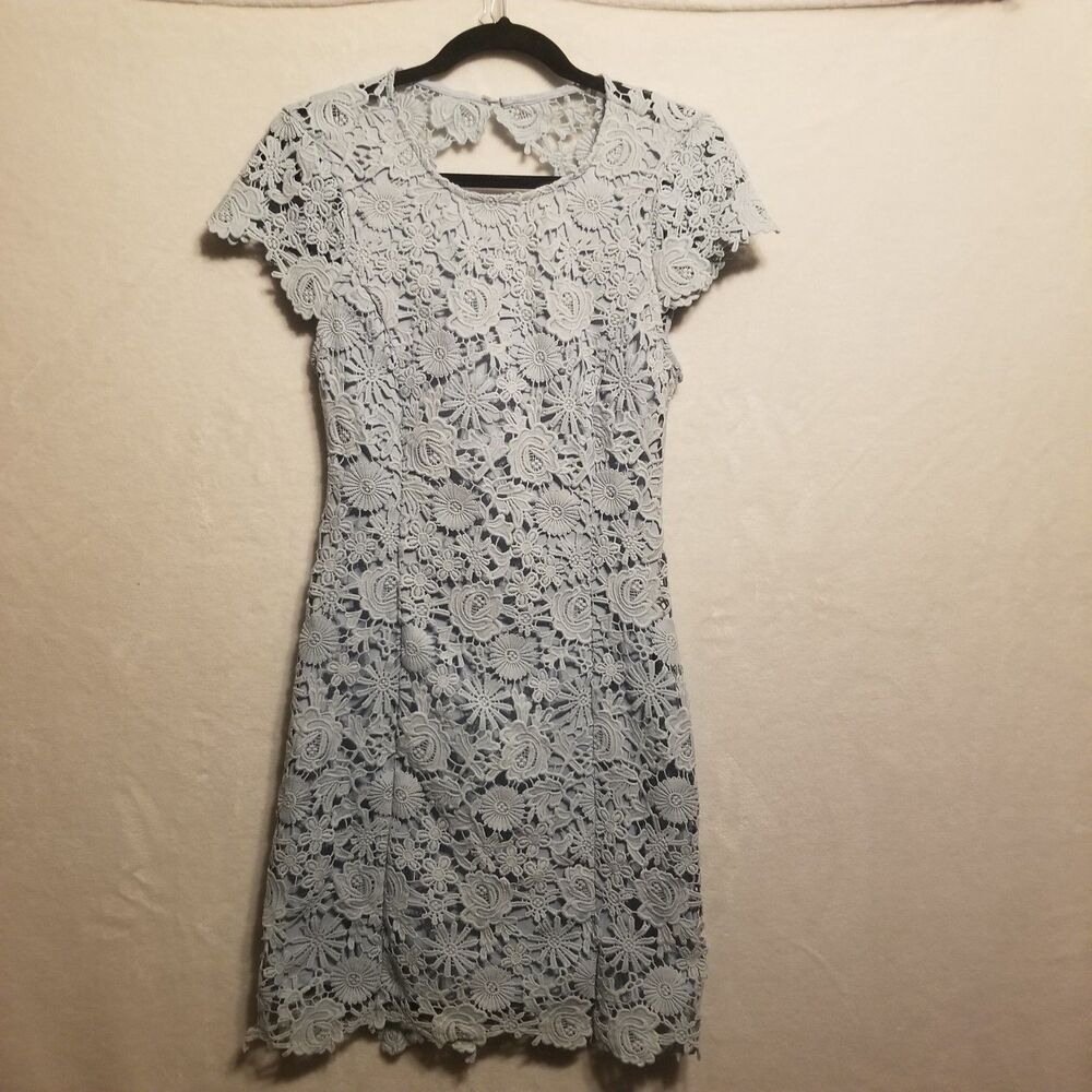 Lulus S Dress Lace Lined Open Back Pastel Blue Feminine HOCO Whimsical Fairy